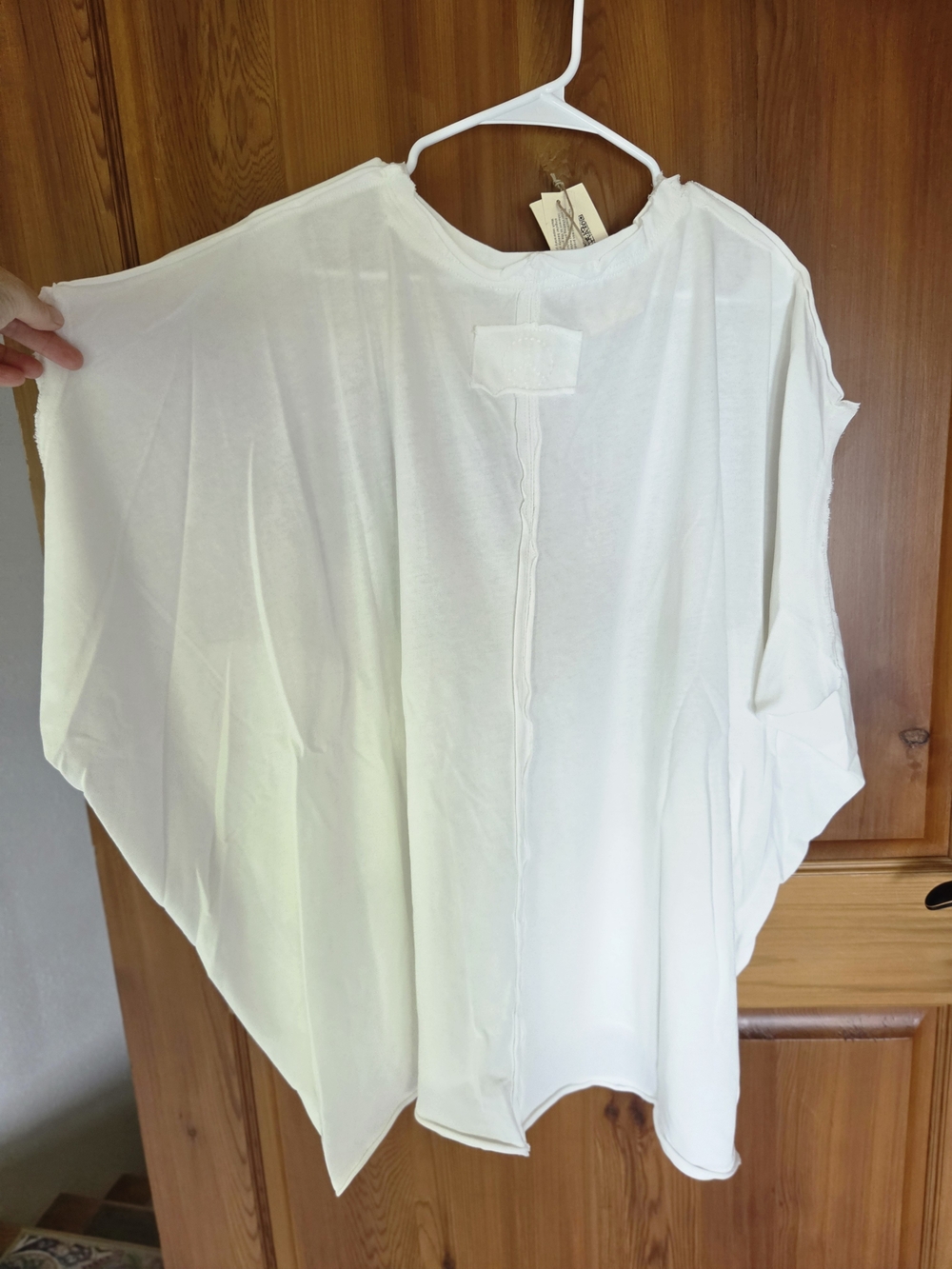 White Women's Tunic Top with Green Botanical Print - Picture 5 of 6